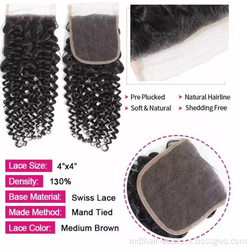 Brazilian Kinky Curly Bundles With Closure 100% Human Hair 3 Bundles With Closure Remy Brazilian Hair Weave Bundles with Closure